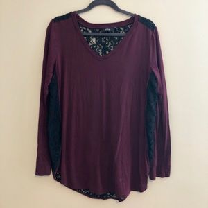 Maroon shirt with black lace back